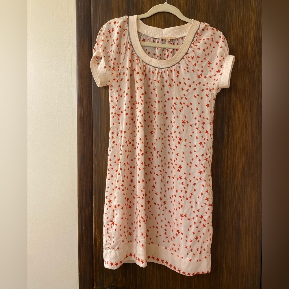 Sandro Paris Silk Ivory Dress Red Stars (25)